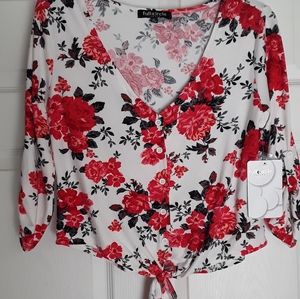 Flower print crop top or over shirt